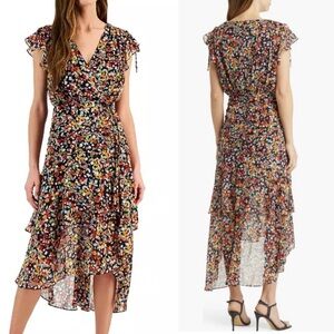 Tahari ASL Floral Side Ruched Chiffon Midi Dress Size 4
Wedding Guest Tea Dress